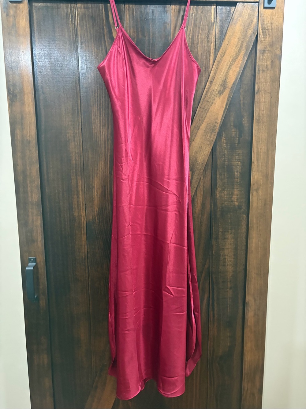 Red Satin Slip Dress - Adonna
